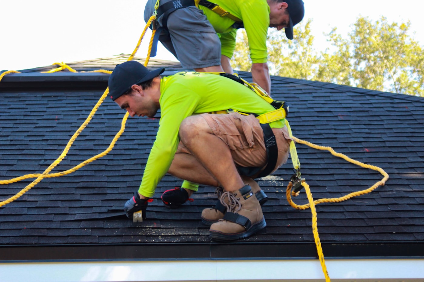 Aerial view of a residential roof